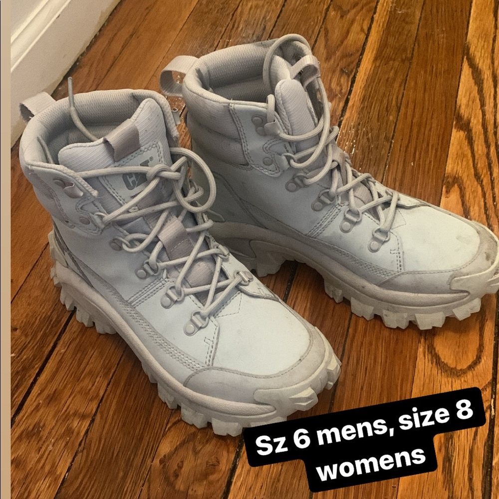 CAT white work boots